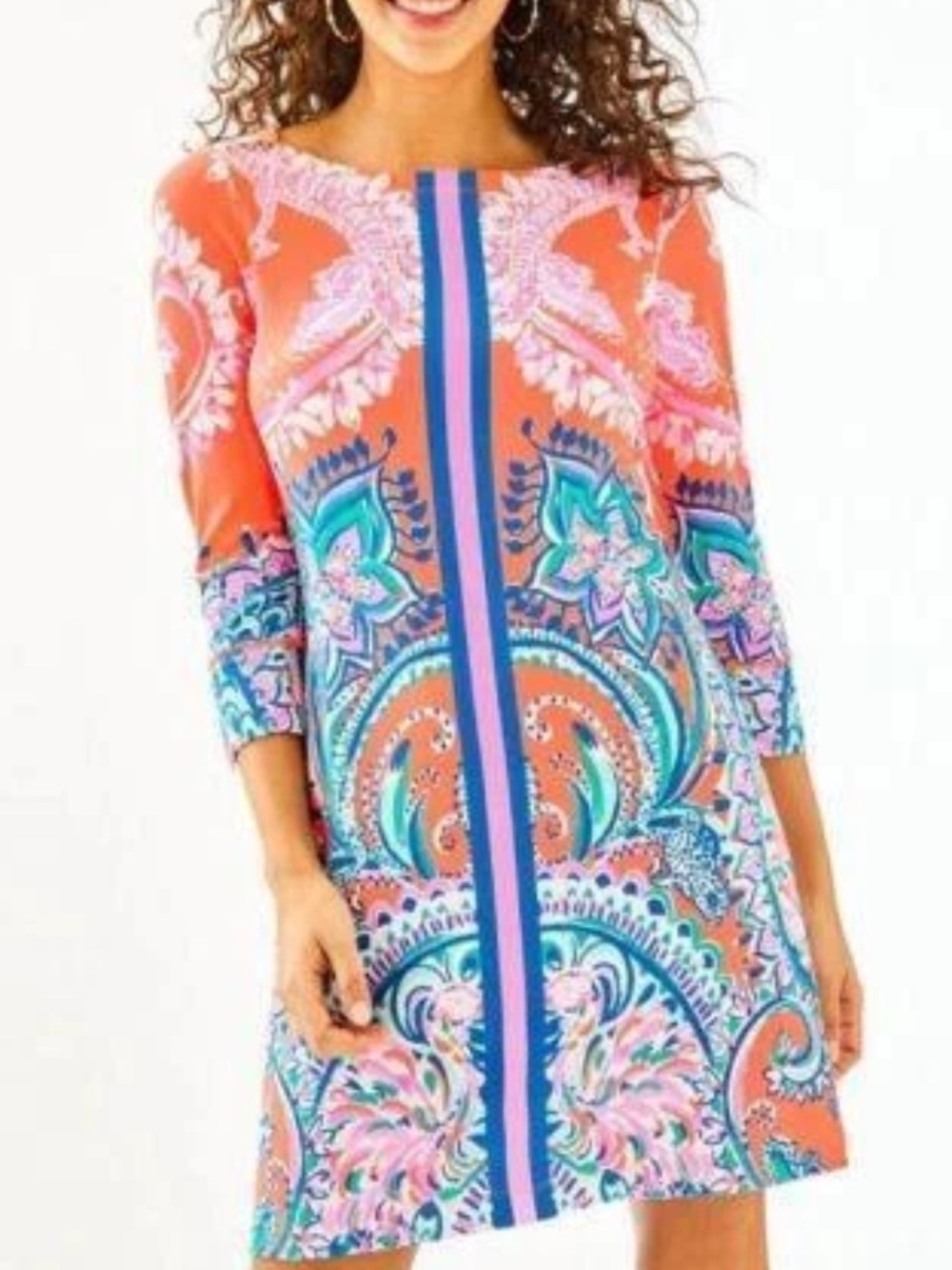 Lilly Pulitzer Sz S Tangerine Dream Orange Sophie UPF 50+ Boat Neck Dress
